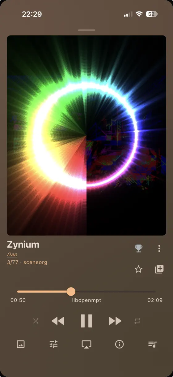 rewamp on iPhone — spectrum and CRT glow over the cover art